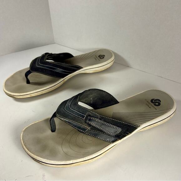 CLARKS cloudsteppers comfort sandals flip flop thongs lightweight arch support - Picture 1 of 10